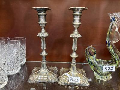 PAIR OF SILVERPLATE CANDLESTICKS 