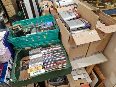3 X BOXES OF DVDS, CDS + VHS