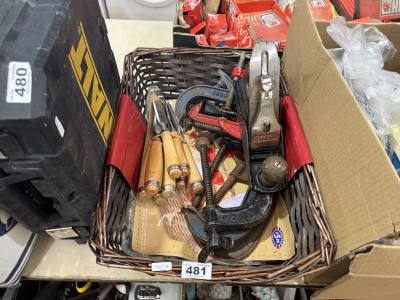 BOX OF WOODWORK TOOLS