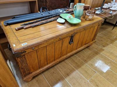 CARVED WOOD BLANKET BOX