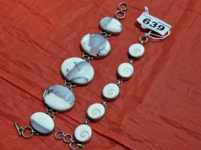 2 X SILVER + STONE BRACELETS