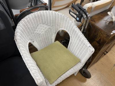 WICKER CHAIR + WALKING AID