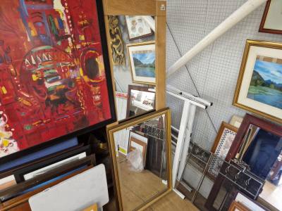 OAK FRAMED MIRROR + OTHER