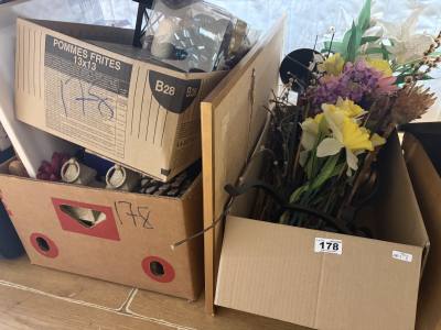 BOX OF ARTIFICIAL FLOWERS + 2 X BOX LOTS