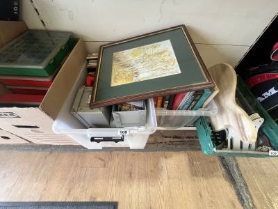 2 X BOXES OF RECORDS/CD'S + WATERCOLOUR
