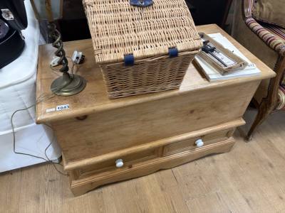 WOODEN STRIP PINE BLANKET BOX
