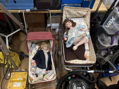 2 X CHILDREN'S PRAMS + DOLLS