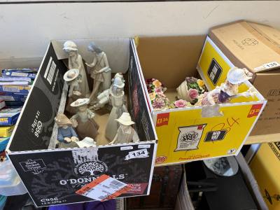 BOX OF CHINA + FIGURES
