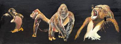 "CIRCUS CIRCUS" OIL ON BOARD "FOUR GORILLAS" (90X245)GRAHAM BROWN RCA & FOREST MCCREADIE  