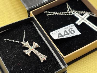 2 X SILVER CROSS CHAINS