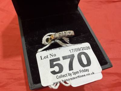 GOLD 5 STONE DIAMOND RING (2.5 GRAMS) (SIZE N)