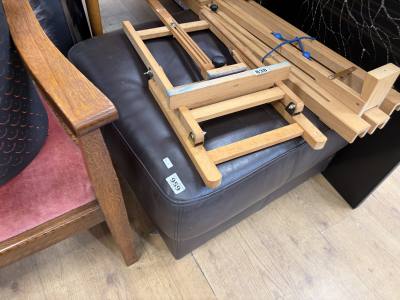BROWN LEATHER FOOTSTOOL