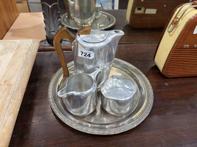 PICQUOT WARE POTS + PLATED TRAY