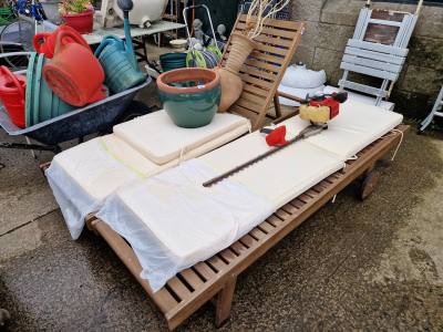 2 X ROLLER TEAK SUN LOUNGERS