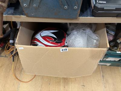 BOX OF MOTORCYCLE EQUIPMENT