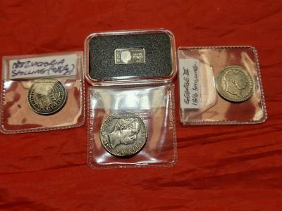 LOT OF SILVER COINS, INGOT + GROAT