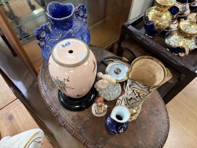 CROWN DEVON LAMP, WADE JUG + GOEBEL ETC