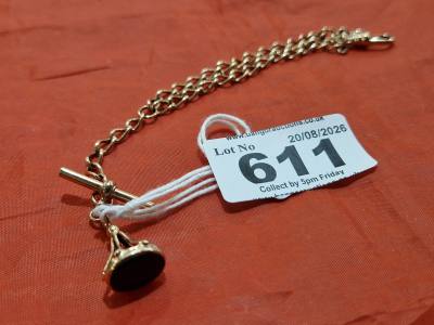 9CT T-BAR + JET BRACELET (10 GRAMS)