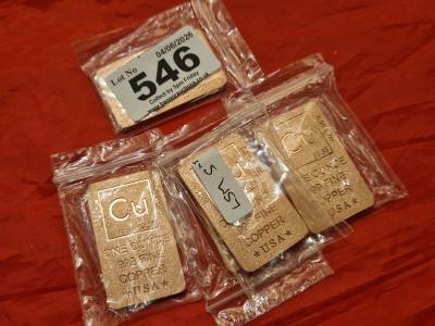 5 X 1 Oz 999 COPPER INGOTS 