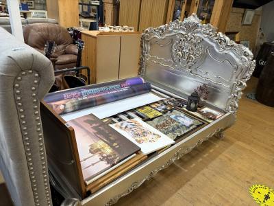 KING SIZE SILVER GILT ORNATE BED FRAME