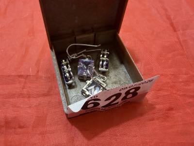 2 X PAIRS OF SILVER + AMETHYST EARRINGS