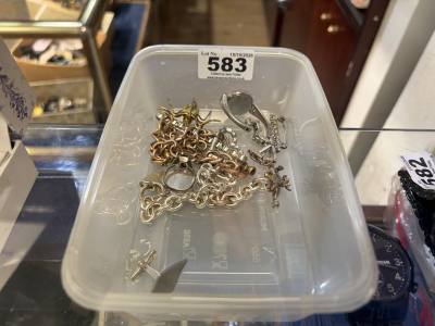 BOX OF DRESS JEWELLERY + ROLLED GOLD