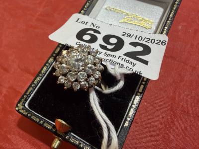 9CT CZ CLUSTER RING SIZE L (3.2 GRAMS)