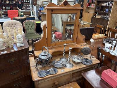 MIRROR TOP PINE DRAWER CHEST