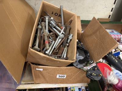 BOX OF BOLTS + SANDER  + DISCS