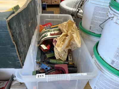 BOX OF HORNBY TRAINS + ACCESSORIES