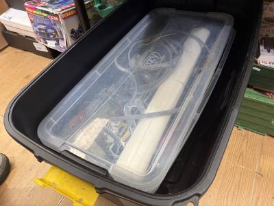 BOX OF TOOLS ETC + STORAGE BOX