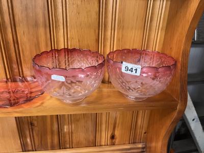 PAIR OF RUBY GLASS SHADES