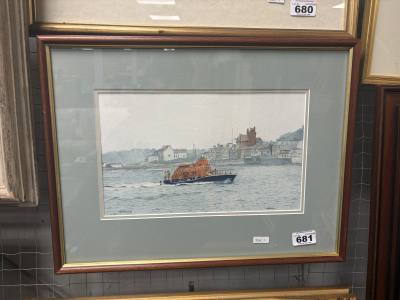 SIGNED "LIFEBOAT BANGOR" WATERCOLOUR