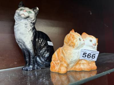 2 X BESWICK CATS (DAMAGED)