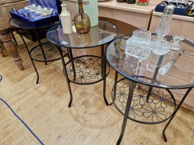 3 X GLASS SIDE TABLES