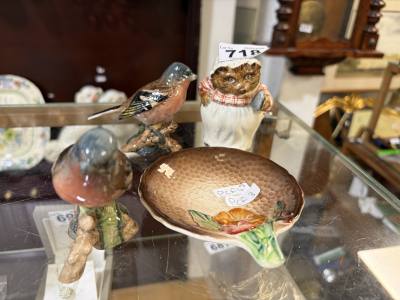 3 X BESWICK ANIMALS + CARLTON WARE DISH