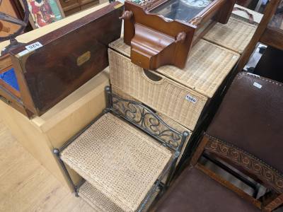 PAIR OF WICKER DRAWERS + BEDSIDE