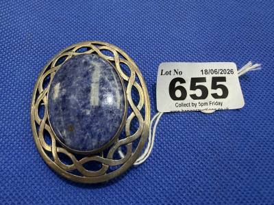 SILVER + LAPIS BROACH
