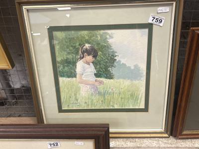 GERALD MAGUIRE "LITTLE GIRL IN THE MEADOW" (24X25)
