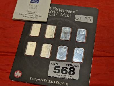 WESSEX MINT (8 X 1 GRAMS) 999 SILVER