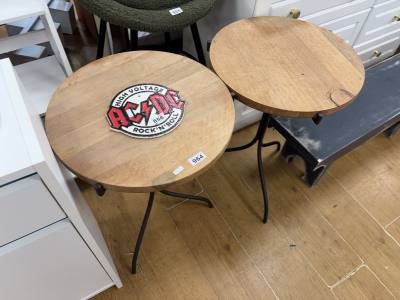 PAIR OF WROUGHT IRON LEG SIDE TABLES