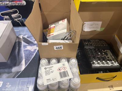 BOX OF PROTECTIVE MASKS ETC + DISINFECTANT SPRAY