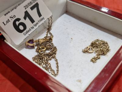 9CT CHAIN, PENDANT + BRACELET (3 GRAMS)