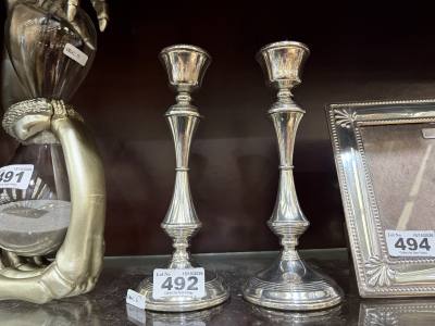PAIR OF BIRMINGHAM SILVER CANDLESTICKS