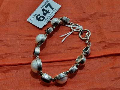 SILVER MOTHER OF PEARL BRACELET