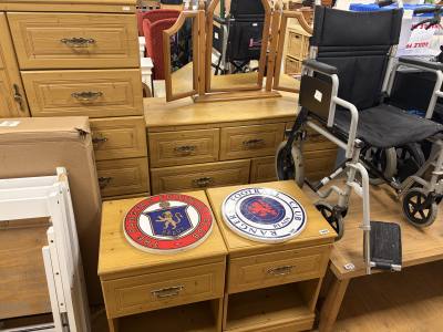 PINE EFFECT DRESSING TABLE + PAIR OF BEDSIDES