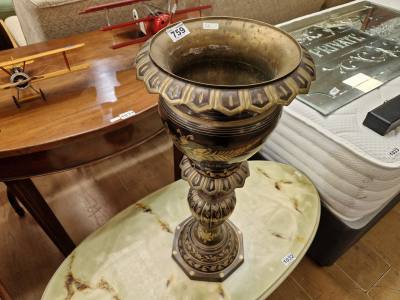 BRASS PEDESTAL POT