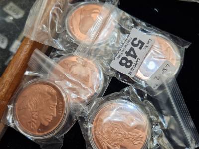 5 X 1 Oz 999 COPPER COINS