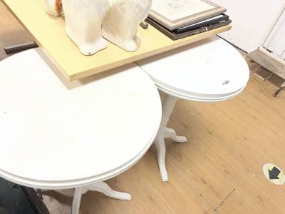 PAIR OF PAINTED PEDESTAL TABLES