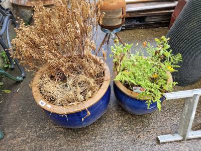 2 X GLAZED PLANT POTS